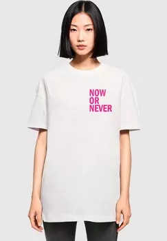 Футболка с принтом NOW OR NEVER BOYFRIEND Merchcode, белый