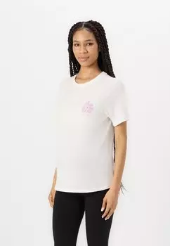 Футболка с принтом OLMBLOOM O NECK TEE ONLY MATERNITY, молочный