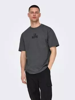 Футболка с принтом ONSLILWAYNE LIFE TEE Only & Sons, цвет grey