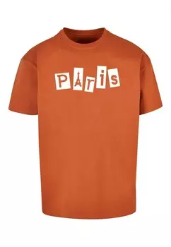 Футболка с принтом PARIS X HEAVY OVERSIZE TEE Merchcode, коричневый