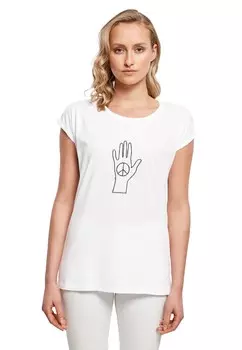 Футболка с принтом PEACE SCRIBBLE HAND EXTENDED SHO Merchcode, белый