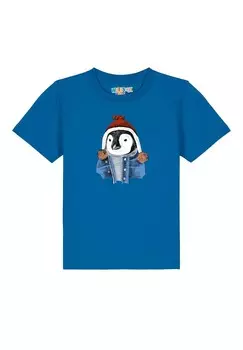 Футболка с принтом PINGUIN watapparel, синий