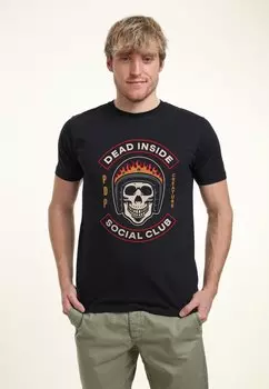 Футболка с принтом POP CREATURE DEAD INSIDE SOCIAL CLUB Henry Tiger, темно-синий
