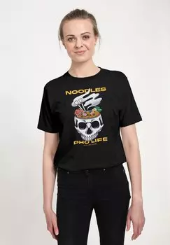 Футболка с принтом POP CREATURE NOODLES PHO LIFE Henry Tiger, черный