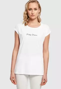 Футболка с принтом PRETTY FLOWERS EXTENDED SHOULDER Merchcode, белый