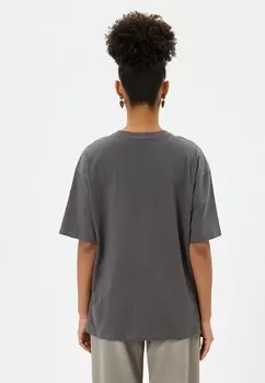 Футболка с принтом PRINTED RELAX CUT SHORT SLEEVE CREW NECK WASHED EFFECT Koton, серый