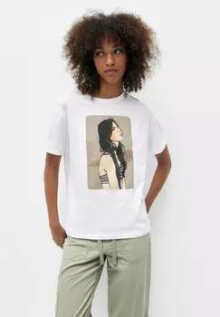 Футболка с принтом PULL&BEAR, белый
