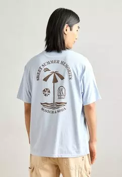 Футболка с принтом REGULAR FIT FRONT AND BACK ARTWORK Scotch & Soda, светло-голубой