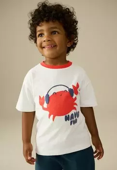 Футболка с принтом REGULAR FIT - SHORT SLEEVE GRAPHIC Next, белый