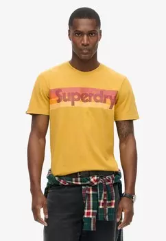 Футболка с принтом RETRO STRIPE LOGO Superdry, желтый