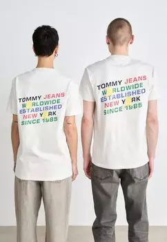 Футболка с принтом SLANTED CREST GRAPHIC TEE UNISEX Tommy Jeans, бежевый
