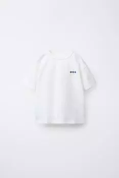 Футболка с принтом слогана ZARA, экрю