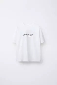 Футболка с принтом слогана ZARA, белый