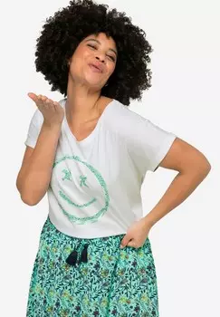 Футболка с принтом SMILEY RUNDHALS Angel of Style, белый