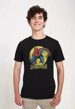 Футболка с принтом Spider-Man Classic Simple Spidey Marvel, черный