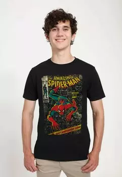 Футболка с принтом Spider-Man Classic Spidey Front Cover Unisex Marvel, черный