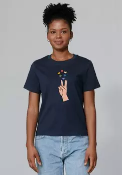 Футболка с принтом SPREAD LOVE watapparel, темно-синий