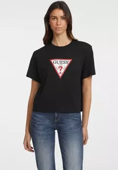 Футболка с принтом SS CN BOXY ICONIC Guess Jeans, черный