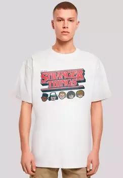 Футболка с принтом STRANGER THINGS CARICATURE LOGO NETFLIX TV SERIES F4NT4STIC, белый