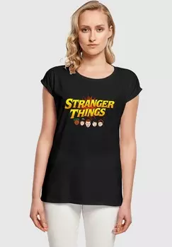 Футболка с принтом STRANGER THINGS COMIC HEADS ABSOLUTE CULT, черный