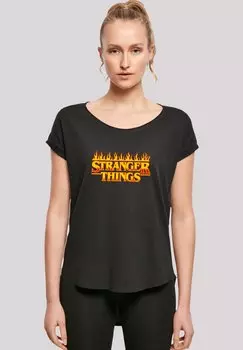 Футболка с принтом STRANGER THINGS FIRE LOGO NETFLIX TV SERIES F4NT4STIC, черный