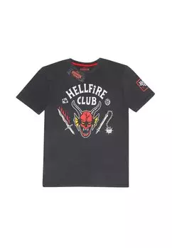 Футболка с принтом STRANGER THINGS HELLFIRE CREST Henry Tiger, антрацит