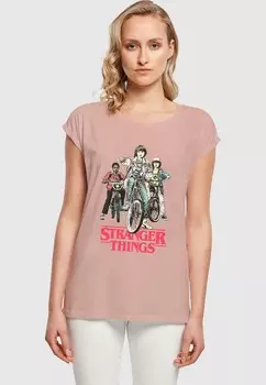 Футболка с принтом STRANGER THINGS RETRO BIKERS ABSOLUTE CULT, светло-розовый