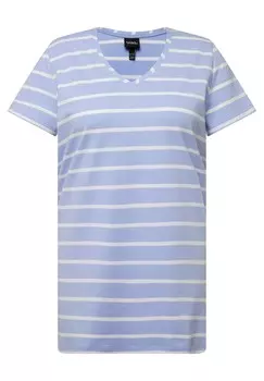 Футболка с принтом STRIPED V-NECK Ulla Popken, светло-голубой