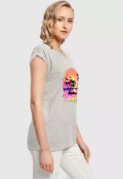 Футболка с принтом SUMMER VIBES SUNSET EXTENDED SHOULDER Merchcode, серый