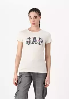 Футболка с принтом TEE GAP, бежевый