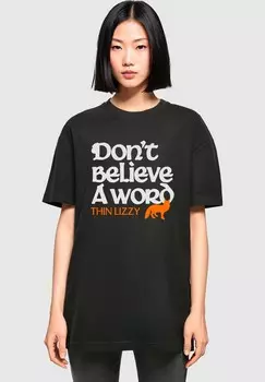 Футболка с принтом THIN LIZZY DONT BELIEVE A WORD FOX BOYFRIEND Merchcode, черный