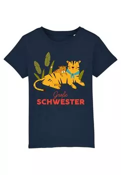 Футболка с принтом TIGER GROE SCHWESTER Watapparel, цвет french navy