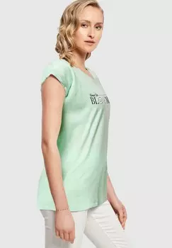 Футболка с принтом TIME TO BLOOM EXTENDED SHOULDER Merchcode, мята