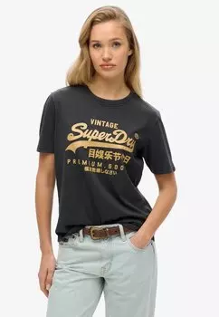 Футболка с принтом VINTAGE LOGO Superdry, черный