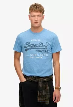 Футболка с принтом VINTAGE LOGO Superdry, синий