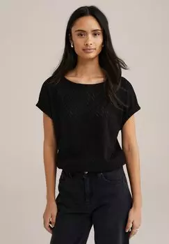 Футболка с принтом WE Fashion, черный