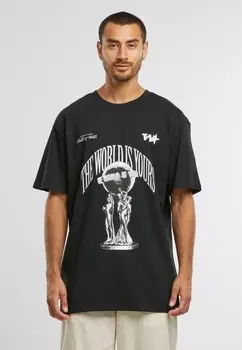 Футболка с принтом YOUR WORLD OVERSIZE Mister Tee, черный