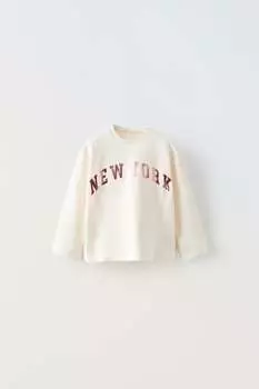 Футболка с принтом Zara, белый