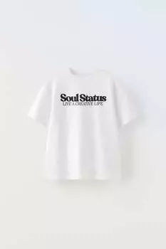 Футболка с принтом Zara, белый