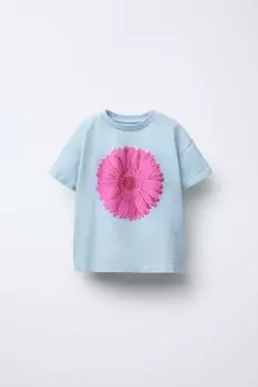 Футболка с принтом ZARA, небесно-синий
