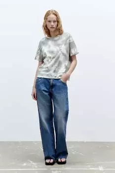 Футболка с принтом ZARA, серый