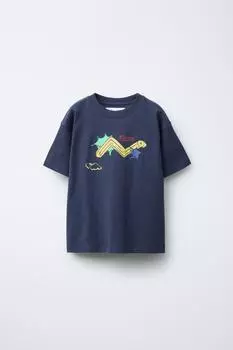 Футболка с принтом ZARA, синий