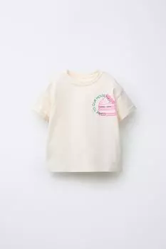 Футболка с принтом ZARA, устрично-белый
