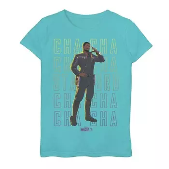 Футболка с рисунком «Ча Ча» для девочек 7–16 лет «Marvel What If T'Challa Star Lord», цвет Tahiti Blue