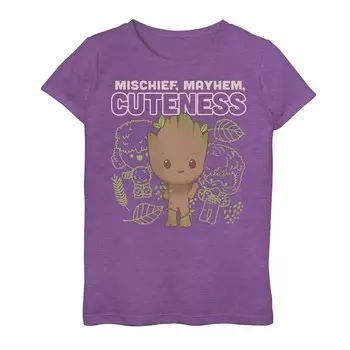 Футболка с рисунком «Marvel I am Groot» для девочек 7–16 лет «Mischief, Mayhem, Cuteness», цвет Purple Berry