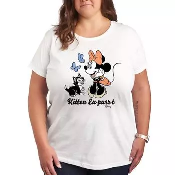 Футболка с рисунком Минни Маус и Фигаро, а также котенка Disney, белый