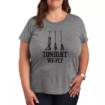 Футболка с рисунком Missy Plus Size Disney Hocus Pocus Tonight We Fly Licensed Character, серый