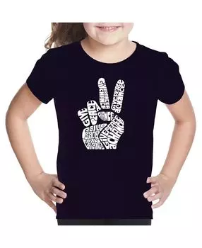 Футболка с рисунком Word Art для большой девочки — PEACE FINGERS LA Pop Art
