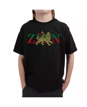 Футболка с рисунком Word Art для мальчиков - Zion - One Love La Pop Art, красный