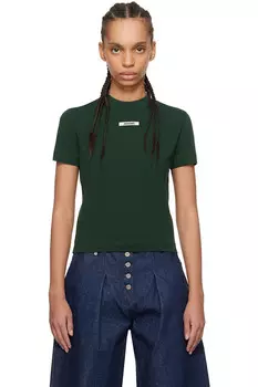 Футболка с рубчиком Jacquemus, зеленый